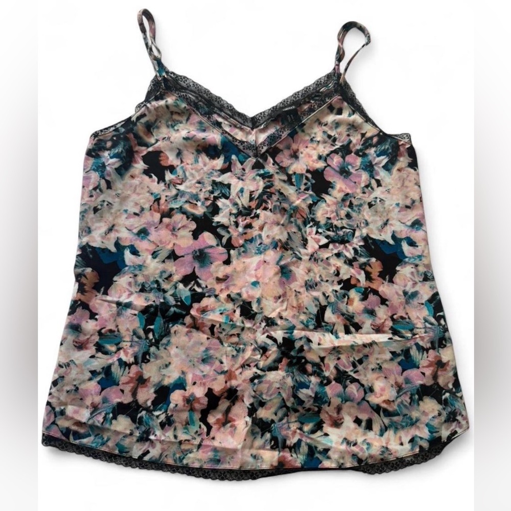 Forever 21 Floral Lace Trim Cami Tank Top | Size M | V Neck Y2K